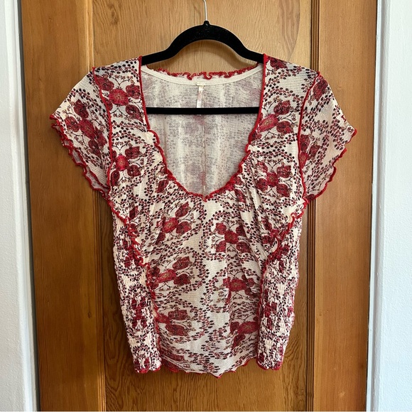 free people smocked floral oh my baby tee - Picture 3 of 7